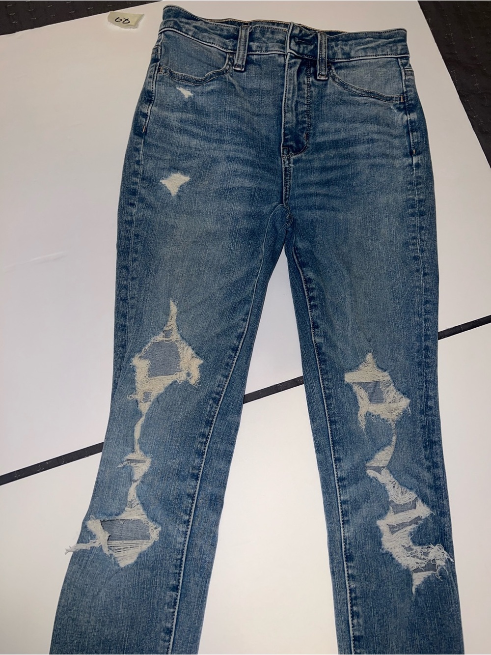 American Eagle Outfitters Medium Blue Ripped Straight Leg Jeans